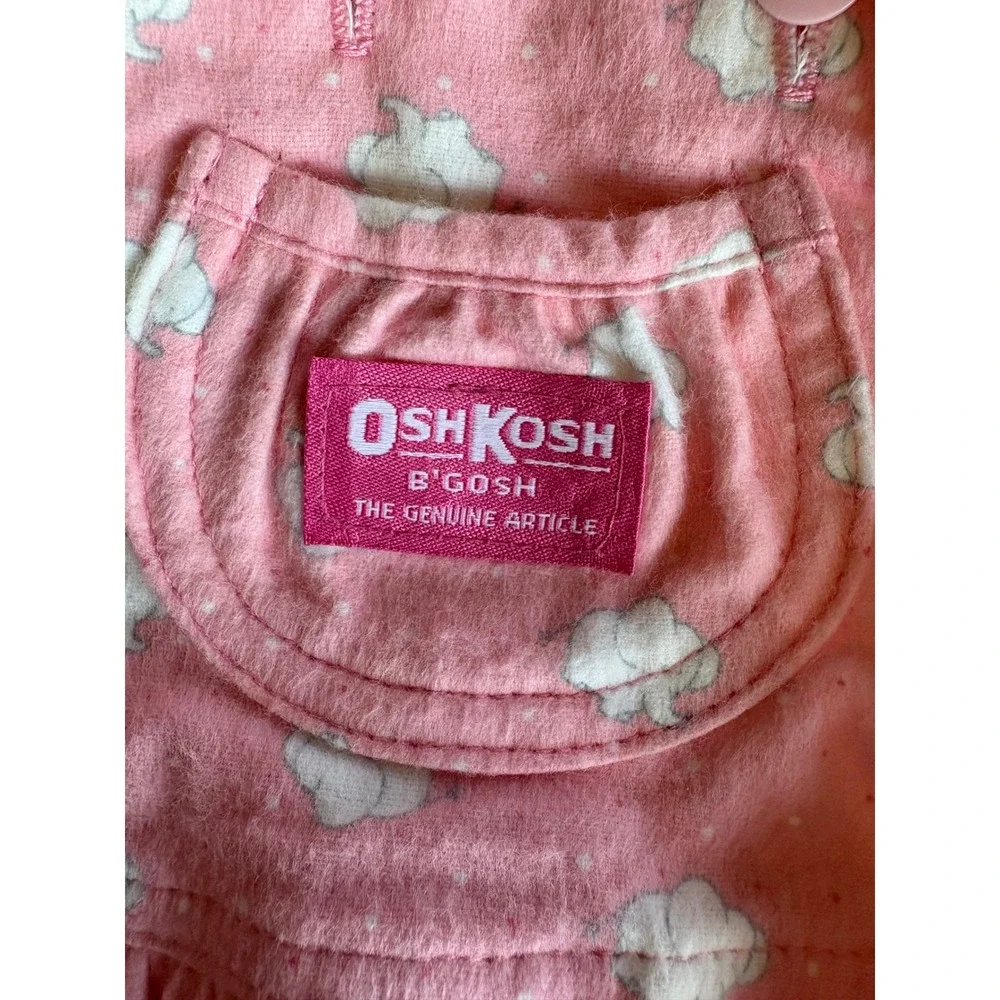 Vintage OshKosh B'Gosh Pink Elephant Print Overalls 18 Months Made in USA NWT